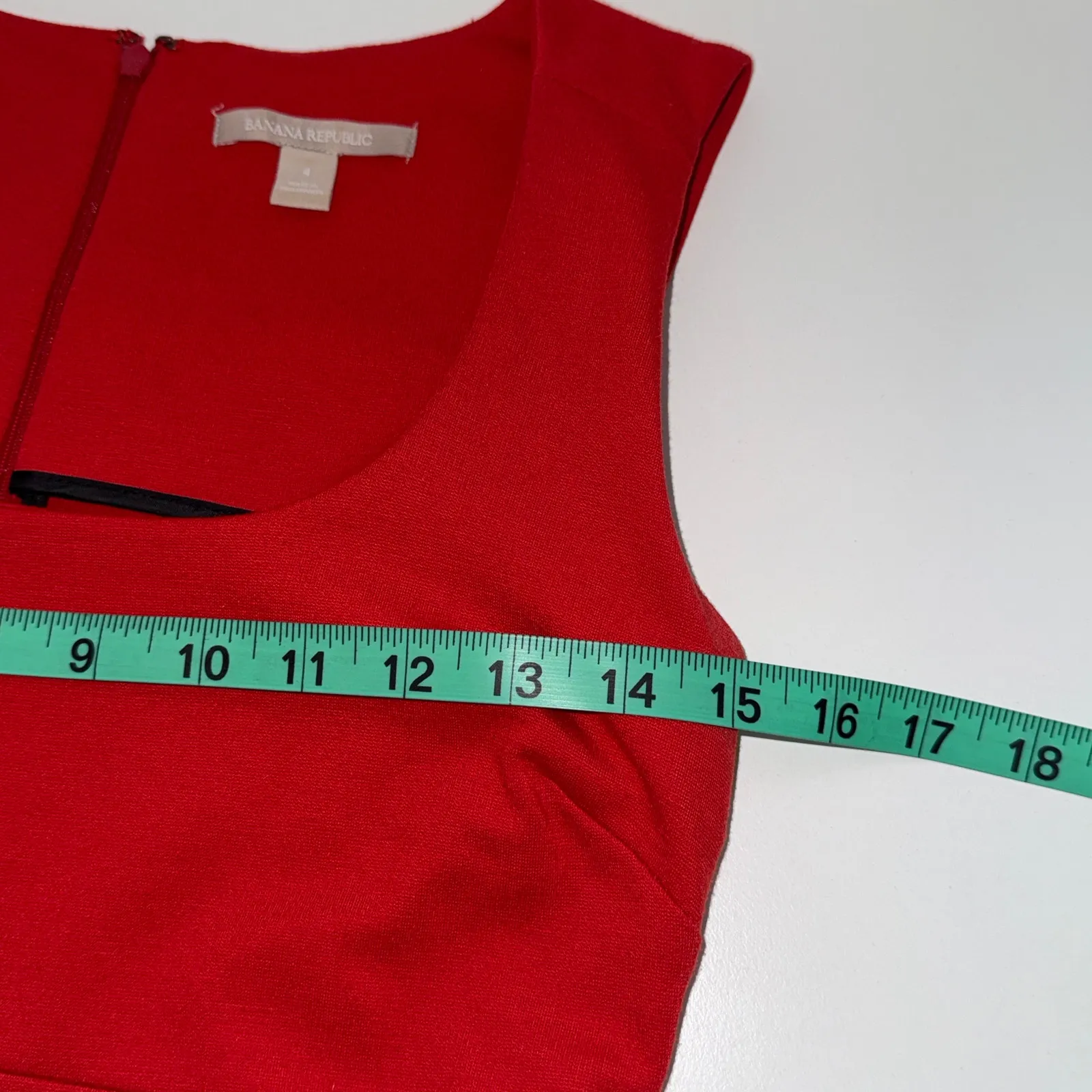 Banana Republic Ponte Fit Flare Dress Sz 4 Red Tomato Sauce Office Siren Preppy‎ - Image 9