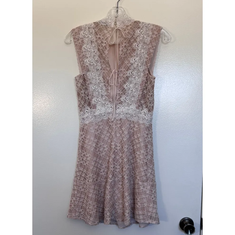 Sandro Paris "Peaches" Lace Mini Dress in Beige/Pink Size 1 (US Small) - Image 5