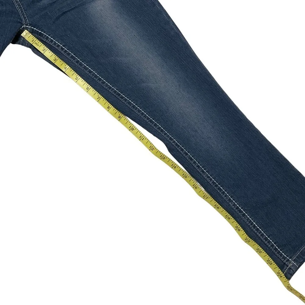 Rue21 Jeans Womens 9 Y2K Blue Skinny Ankle Low Rise Embroidered‎ Western Stretch - Image 6