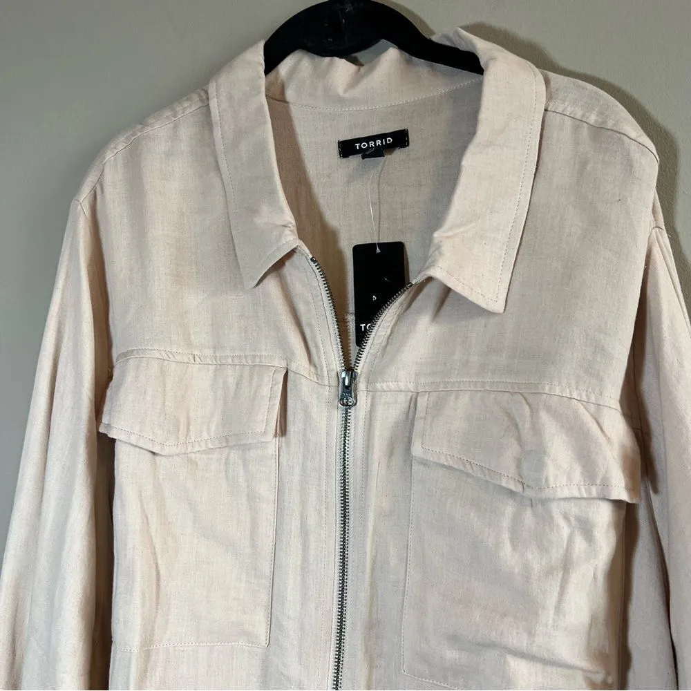✨ Torrid Cream Dual Fold Zip Front Cropped Jacket 4X NWT - Image 4