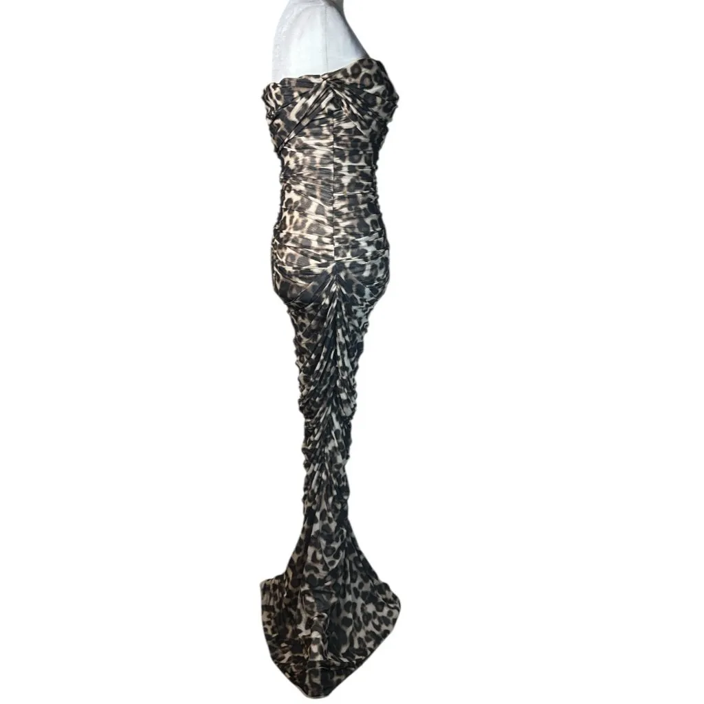 SER.O.YA Sasha Maxi Dress in Spotted Bengal Small New Womens Gown Brown - Image 5