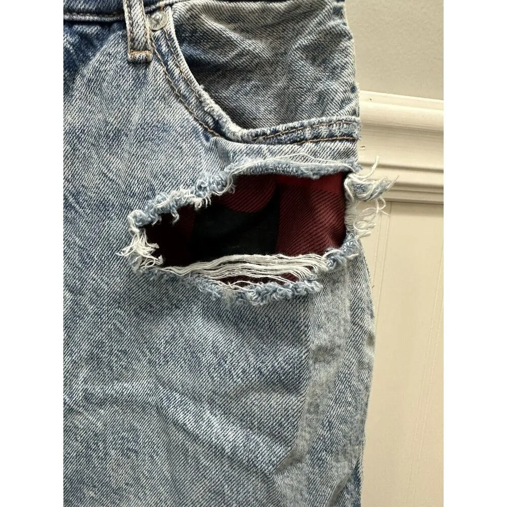 American Eagle Highest Rise 90s Boyfriend Jeans Womens Size 10~Distressed Plaid - Image 5