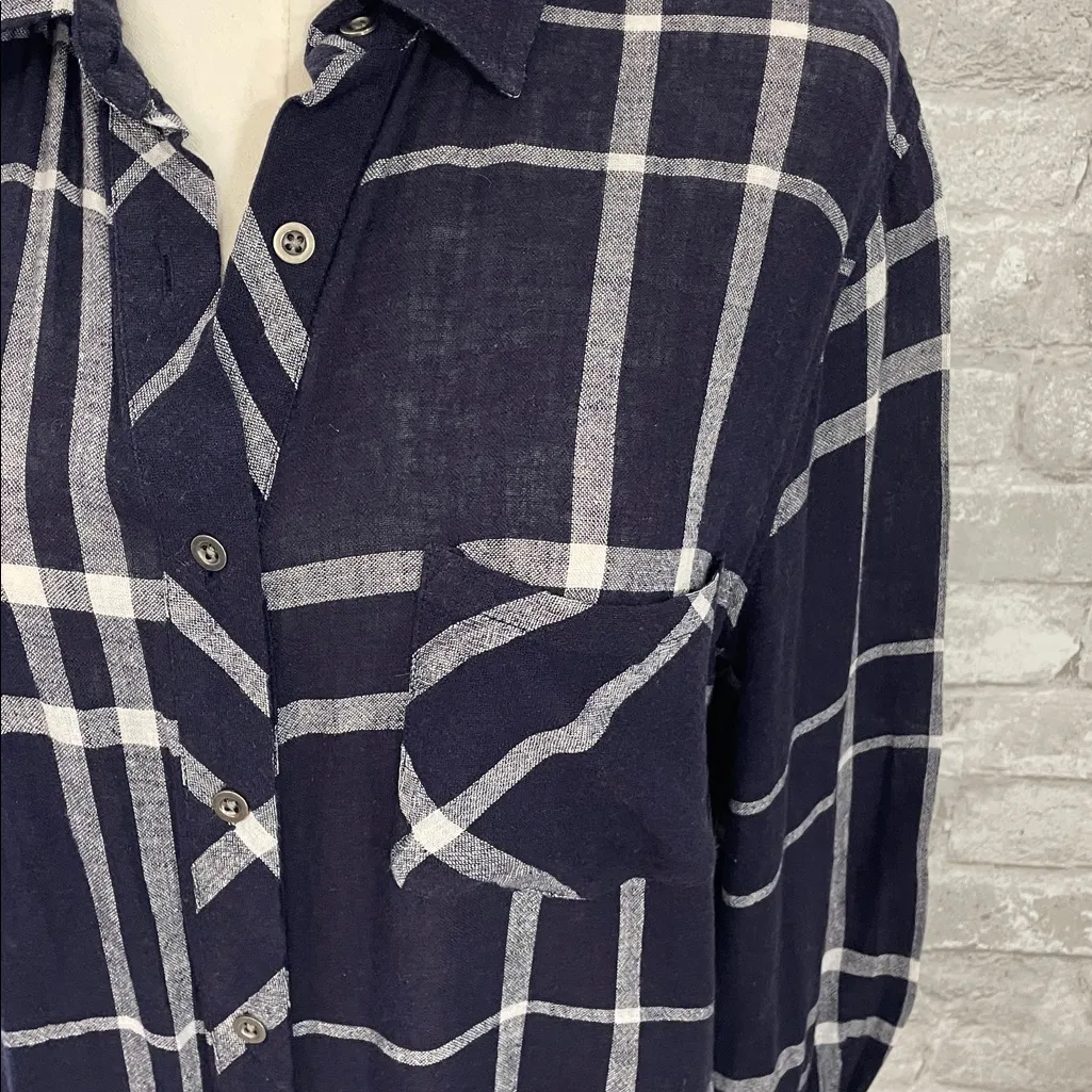 Rails X Free People Charli Navy Vanilla Plaid Shirt - Image 2