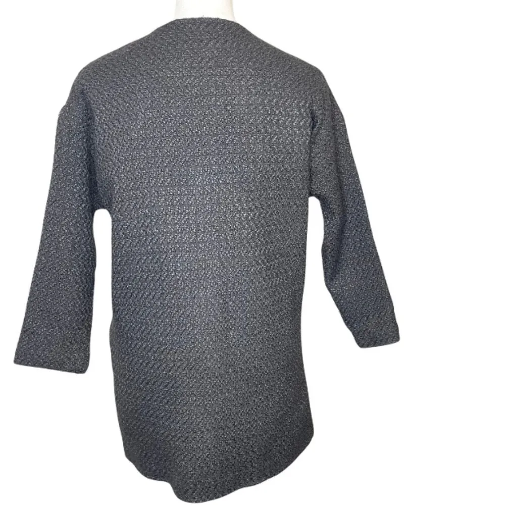 B Sweet Women's Wool Blend Tweed Coat Jacket Zip with Zipper Pockets Sz Small Black - Image 2