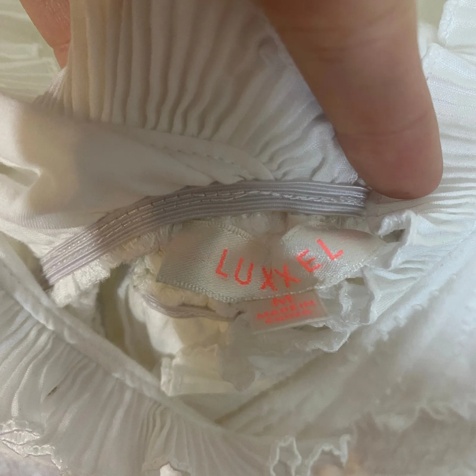 Luxxel  White Ruffle Mini Dress Western Boho Size Medium - Image 8