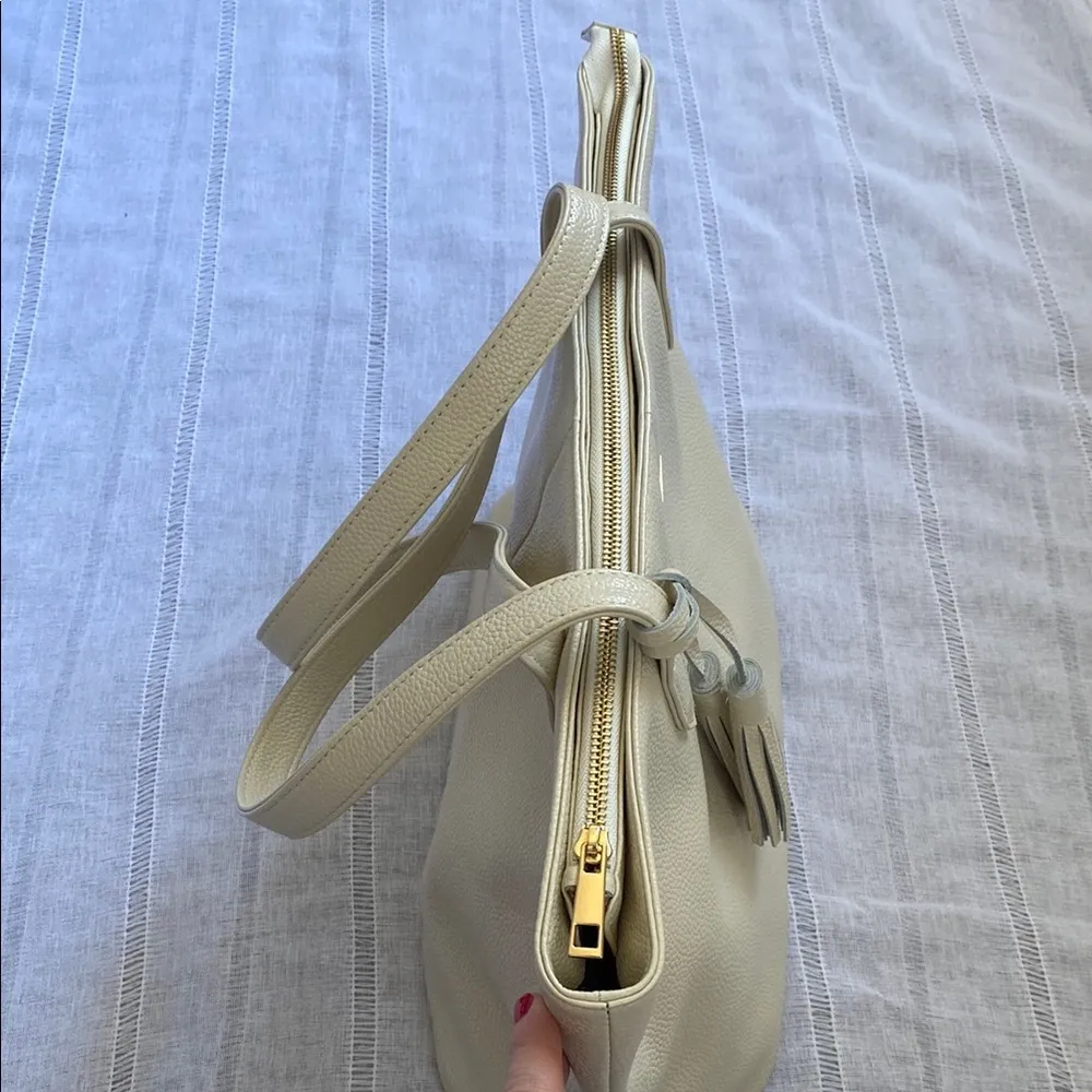 Onna Ehrlich Cream and Shoulder Bag with Tassels Brown - Image 7