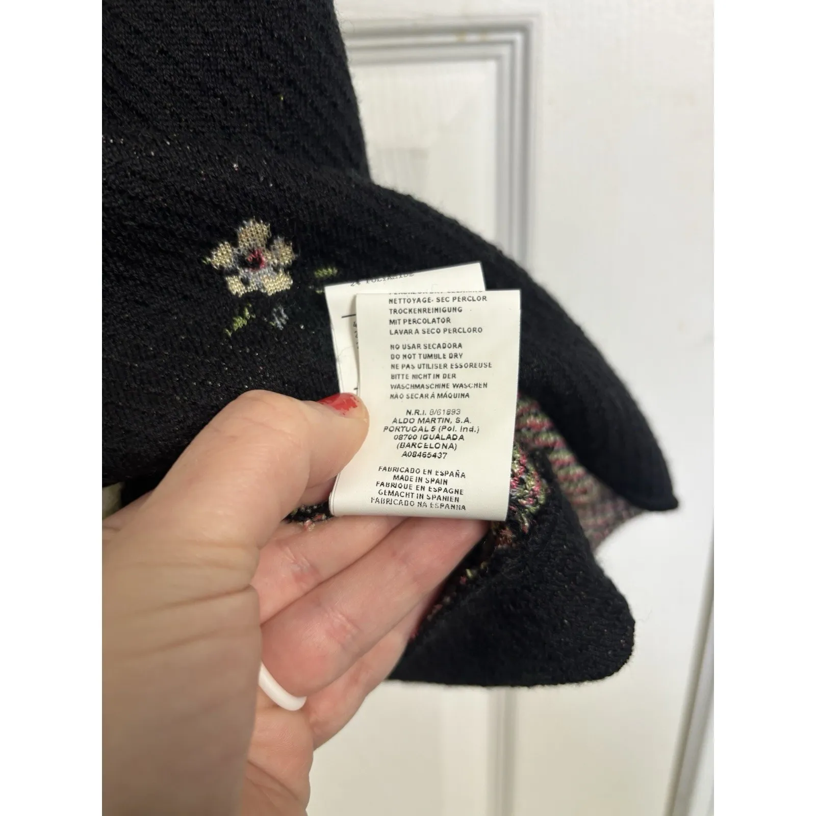 NWOT Anthropologie Aldo Martins Black Cherie Bird Floral Knit Dress Size Small - Image 9