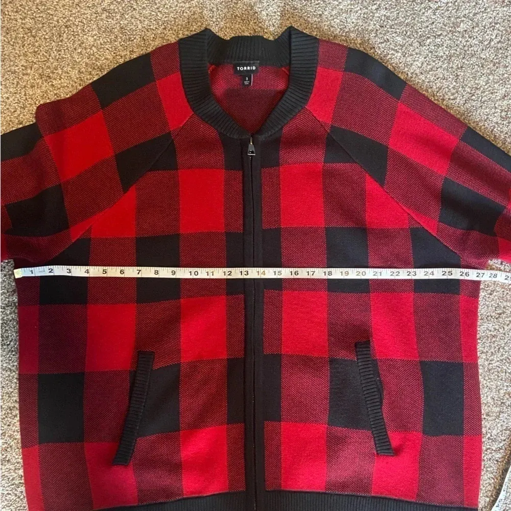 Torrid Buffalo Plaid Sweater Jacket Cardigan 3X Fall Autumn Pumpkin Patch Zip Up - Image 11