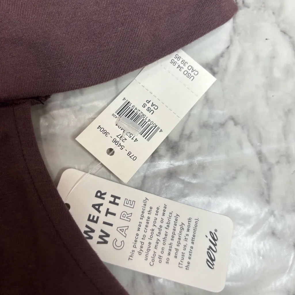 Aerie Chill Up Off Shoulder Top Brown size small NWT - Image 3