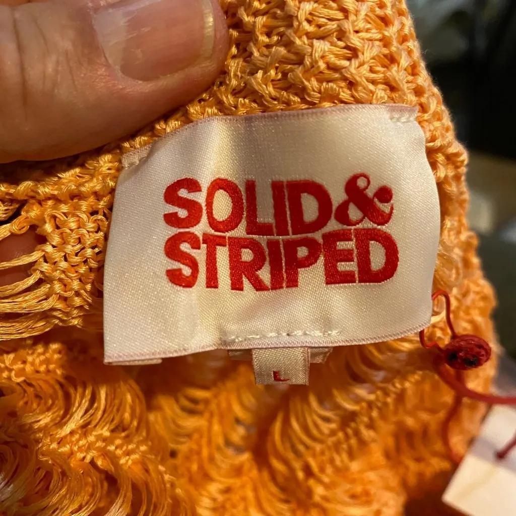 Solid & Striped $238 Women's Crochet Midi Skirt Swim Cover-Up Size L Orange - Image 7