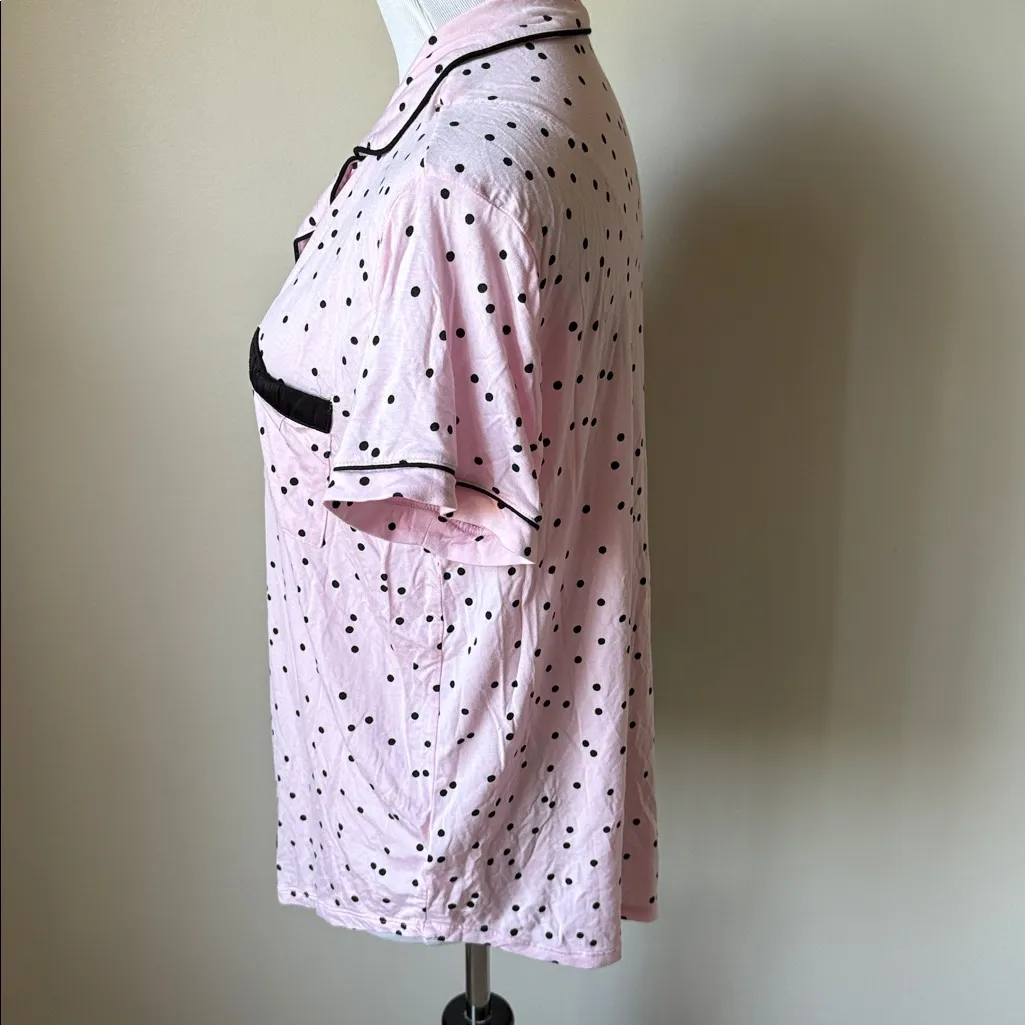 Kate Spade Pink and Black Polka Dot Pajama Top - Image 3