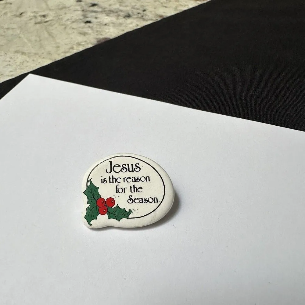 Jesus Is The Reason For The Season Ceramic Brooch Lapel Tack Pin White - Image 4