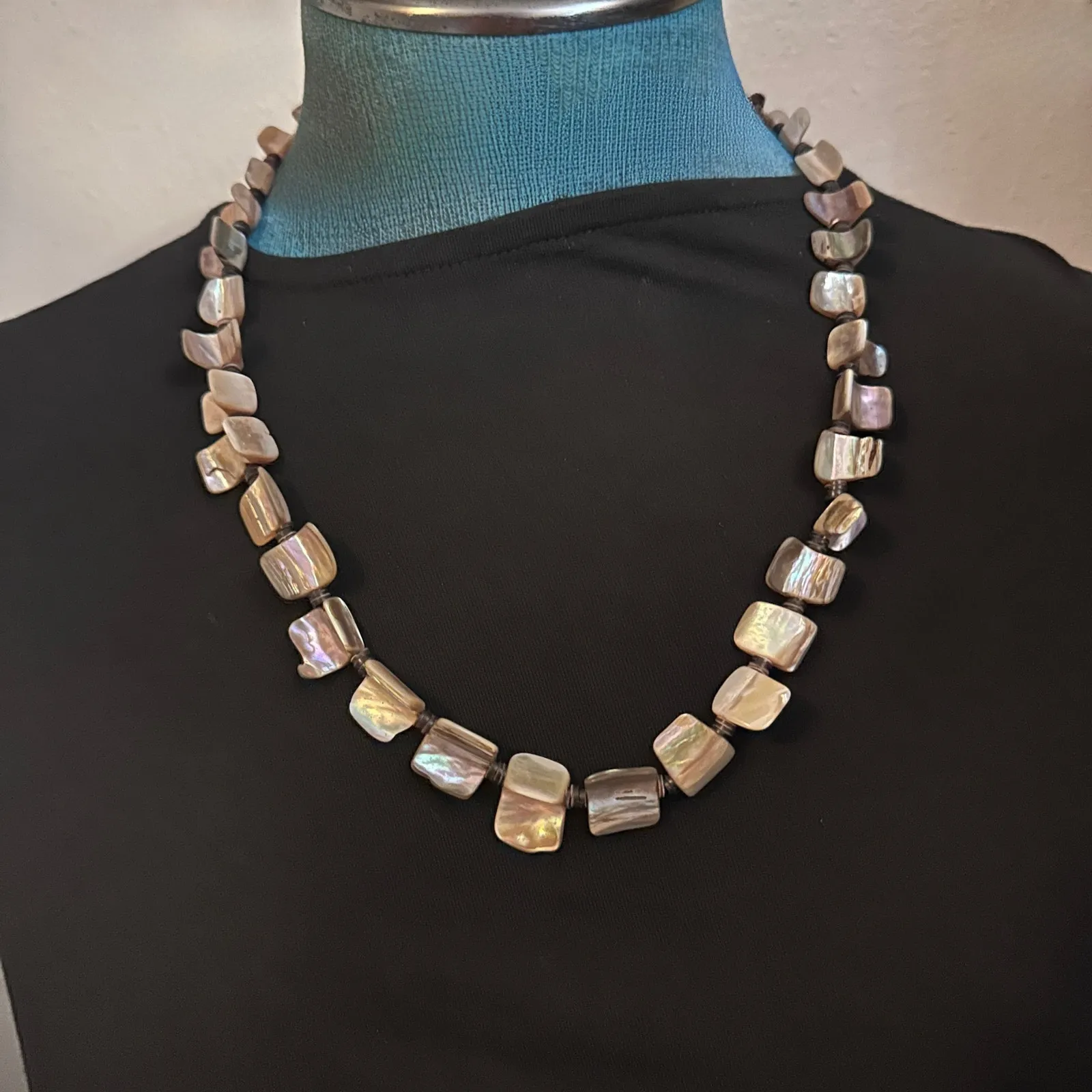 Abalone Mother of Pearl Heishi Necklace –‎ Southwestern Boho Navajo Style - Image 5