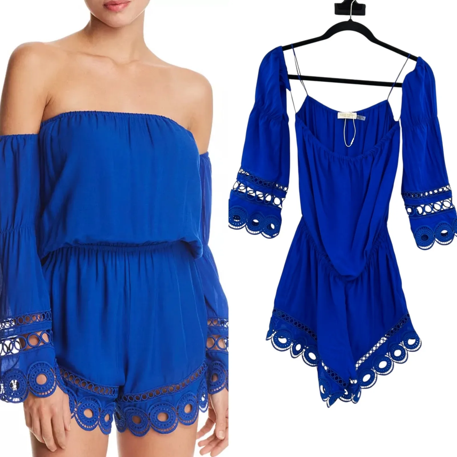 Ramy‎ Brook Markos Romper Cotton Swim Cover-Up Cobalt Royal Blue Size XS - Image 2