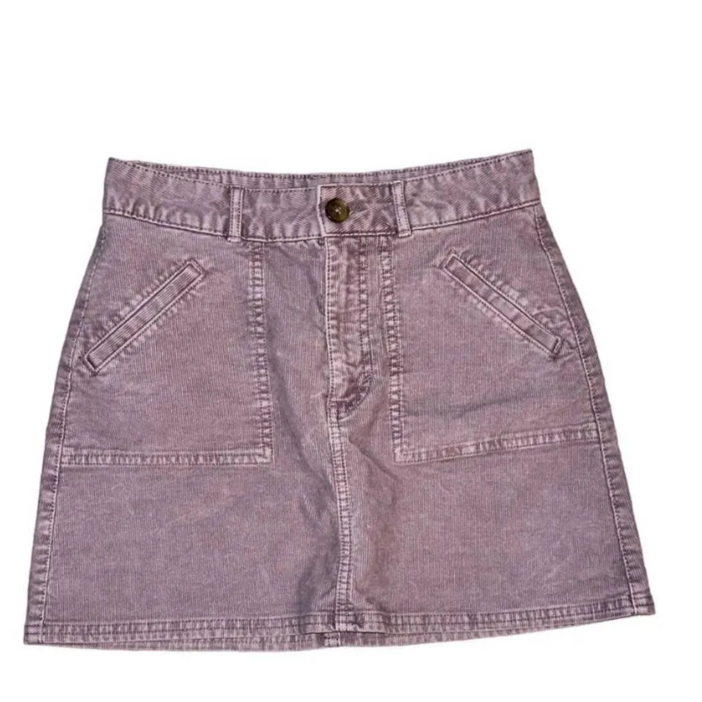 American Eagle Hi-Rise A-Line Skirt Dusty Lavender Corduroy Mini Juniors Size 0 - Image 2