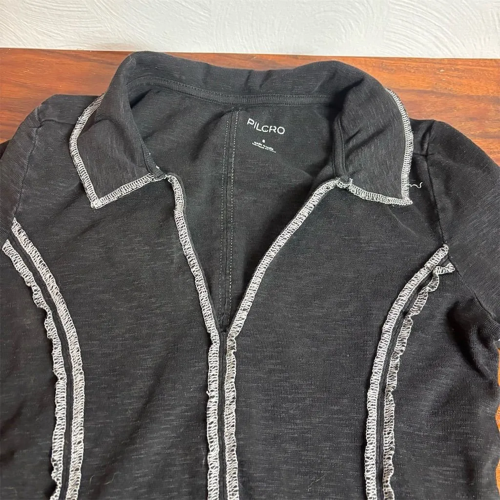 Pilcro Women's Black Long Sleeve Button-Up Top Size S Casual - Image 2