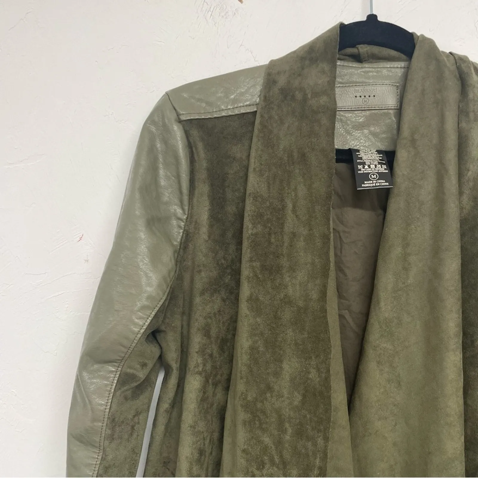 Blank NYC Olive Green Faux Suede & Leather Moto Jacket Womens M Fall Casual - Image 8