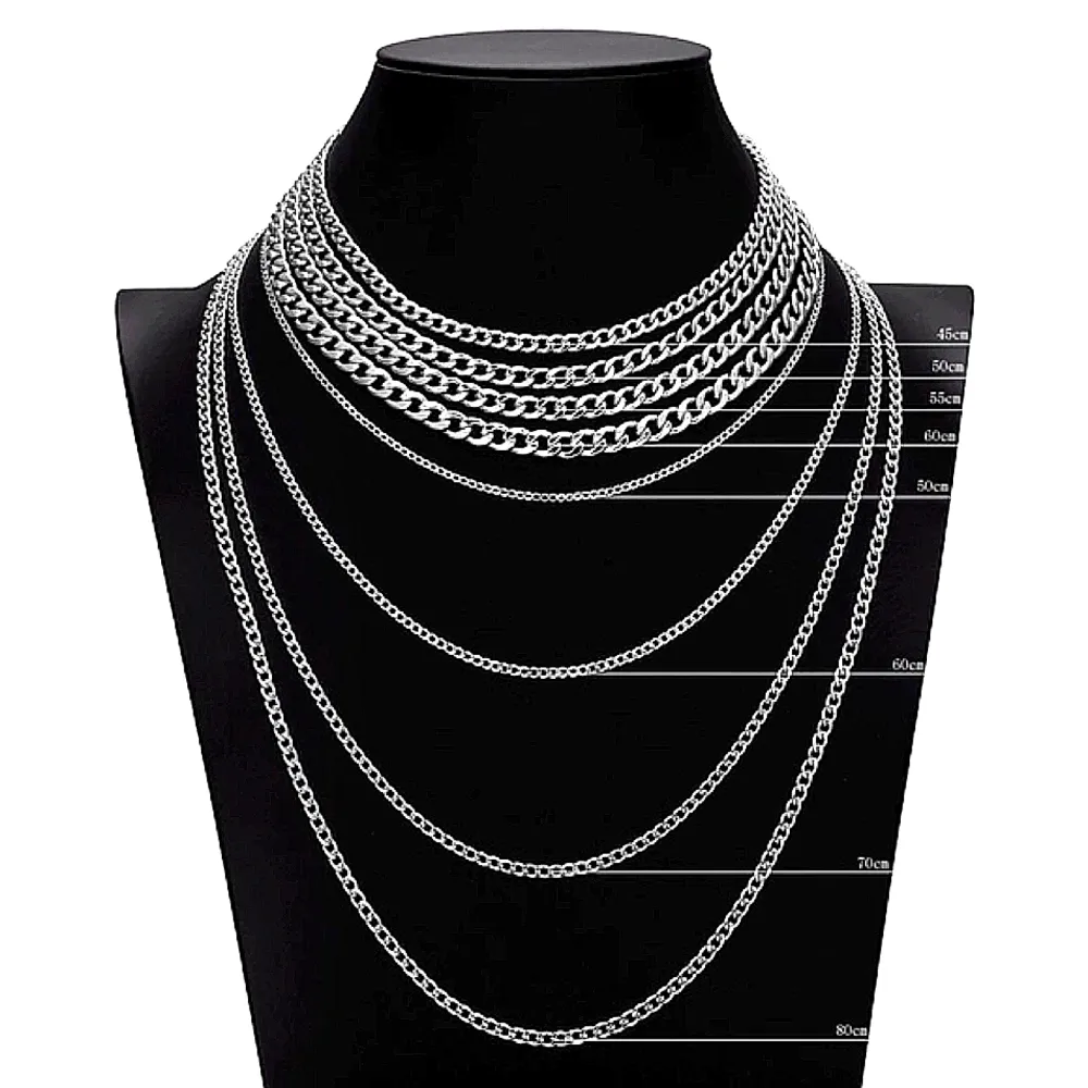 Cuban Chain Link‎ Necklace | White Gold Plated SS - Image 5