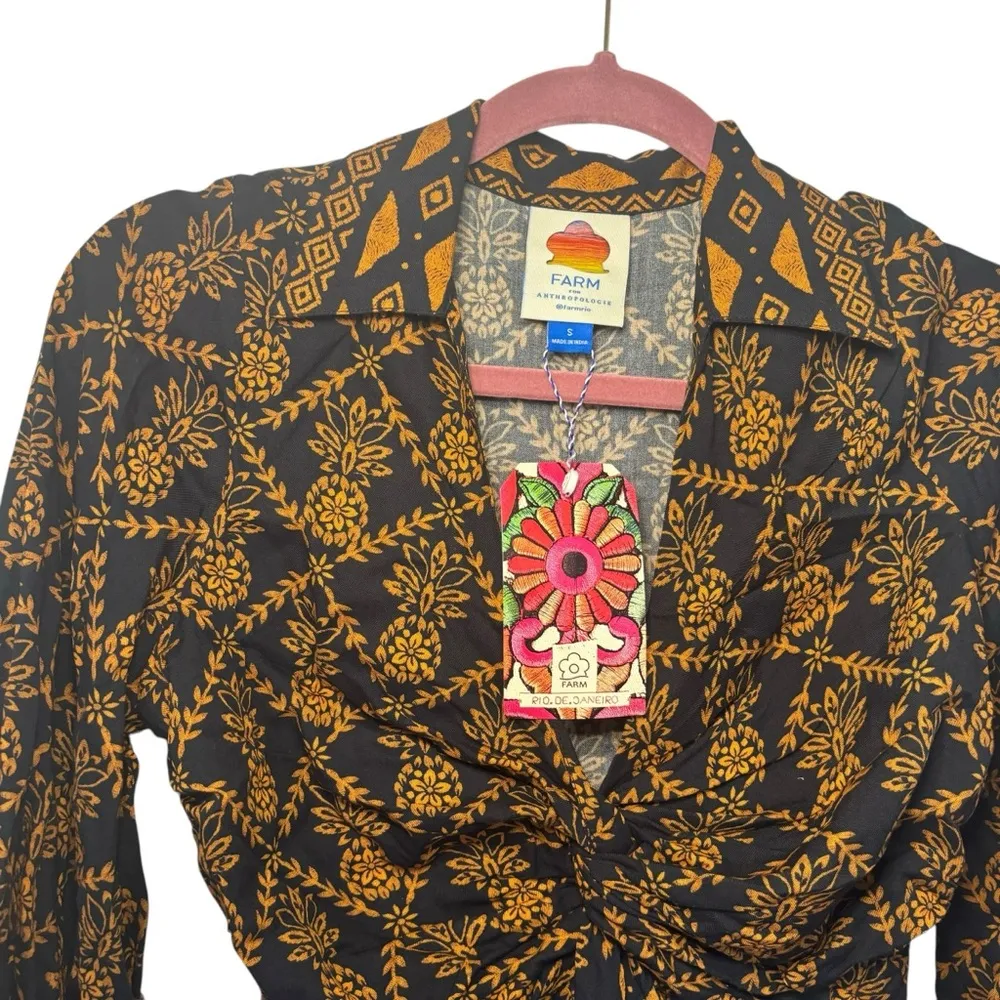 Farm Rio Long-Sleeve V-Neck Printed Tie-Front Midi Dress - Image 7