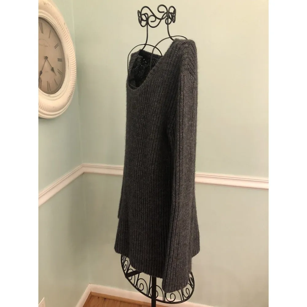 Garnett Hill Small S Gray Grey Sweater Crew Neck Cable Knit Jumper - Image 2