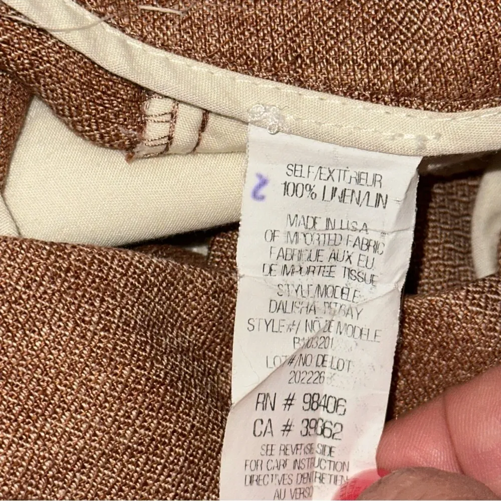 Theory Women’s Size 8 Orange Speckled Linen Pleated Dalisha Red Bay Pants - Image 5