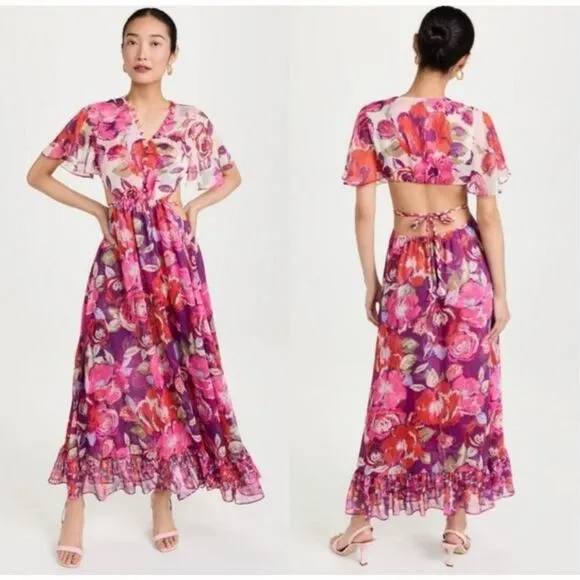 MISA Calista Floral Open-Back Maxi Lilac Coming Up Roses - Image 13