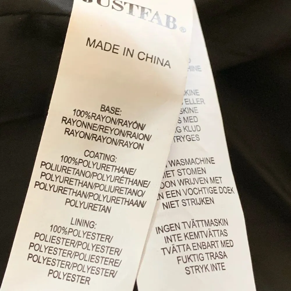 JustFab Moto Jacket Black Faux Leather Zipper Accents Bomber Jacket Size Medium - Image 7