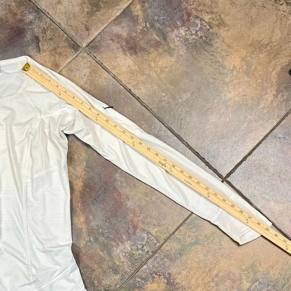 Athleta White Half Zip Running Long Sleeve Thumbs Holes Active Top Medium - Image 7
