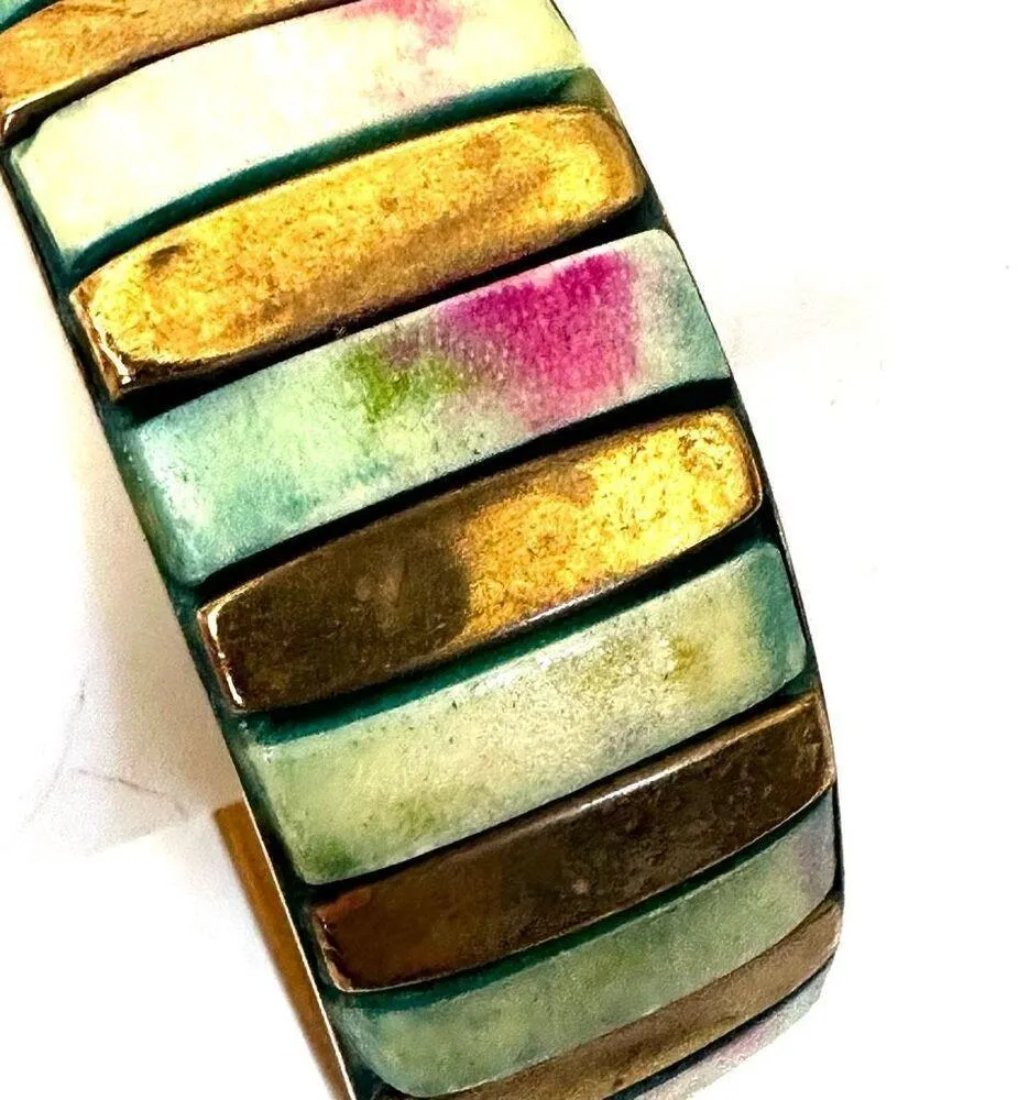 Brass inlay bangle bracelet - Image 2