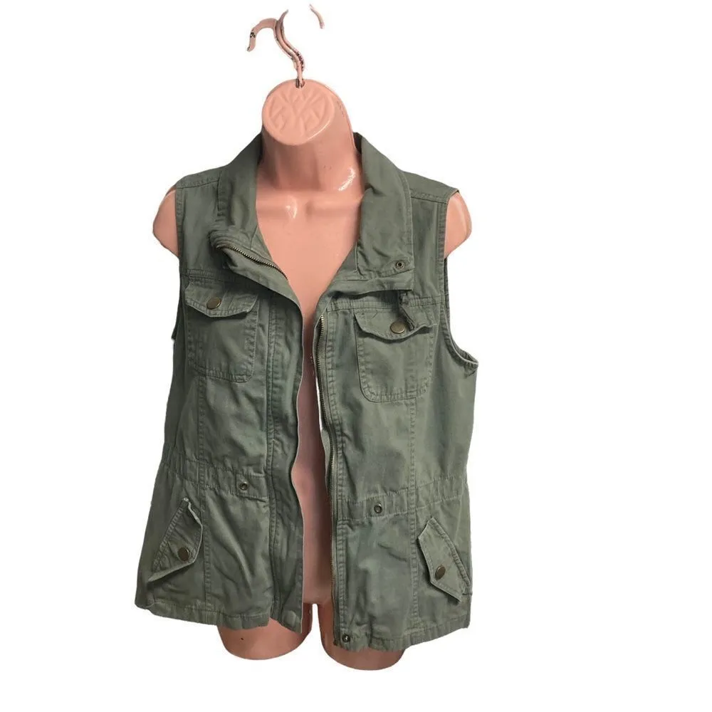 ASHLEY OUTERWEAR Women’s Army Green Vest Size Medium Zipper Closure - Image 2