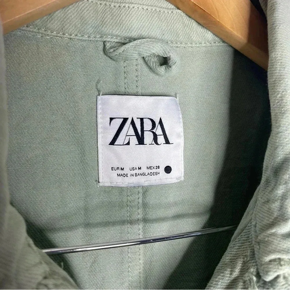 Zara The Victoria Overshirt Jacket in Green Size Medium - Image 6
