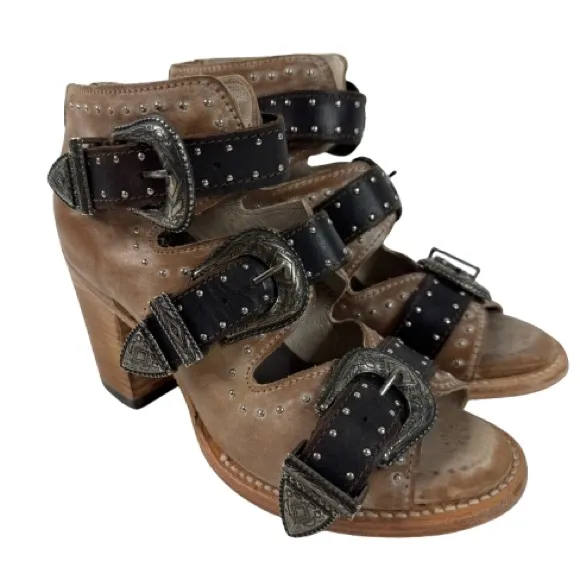 Freebird Violet Studded Strappy Heels Tan Size 8 - Image 6