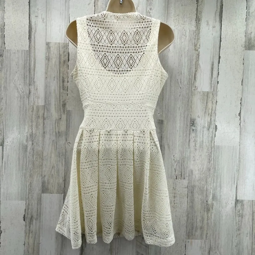 Guess Dress Womens Small Cream Crochet Lined Polyester‎ Zip Front Detail - Image 4