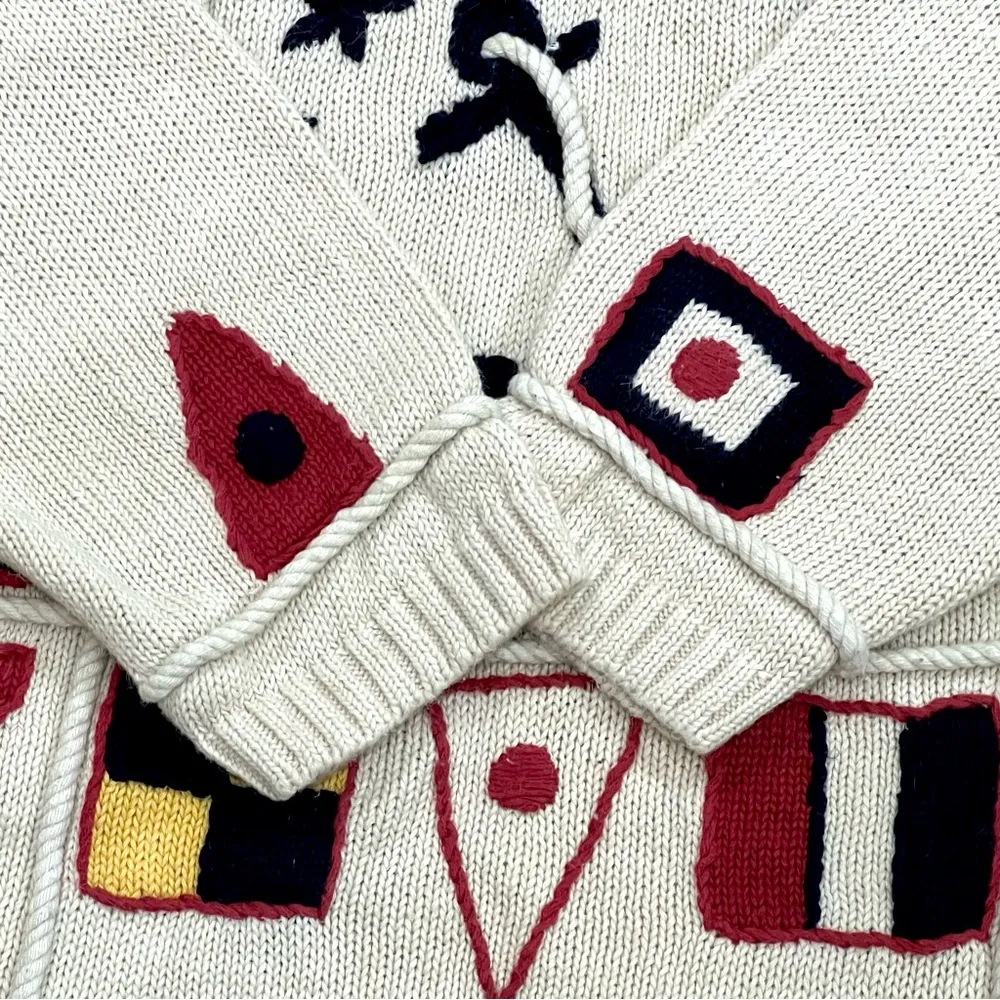 Vintage Nautical Sweater by Cambridge Dry Goods Company Size Large Red - Image 8