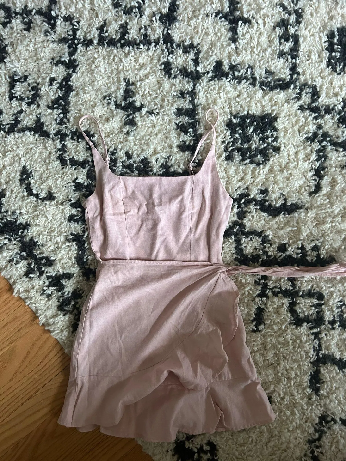 Pink Mini Dress Ruffle Trim Bottom - Image 2