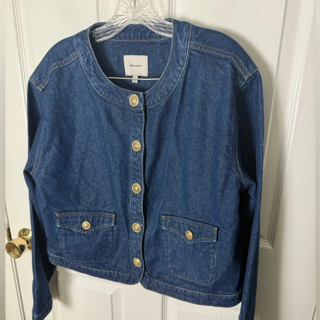 Reformation  Braxton Denim Jacket L - Image 4
