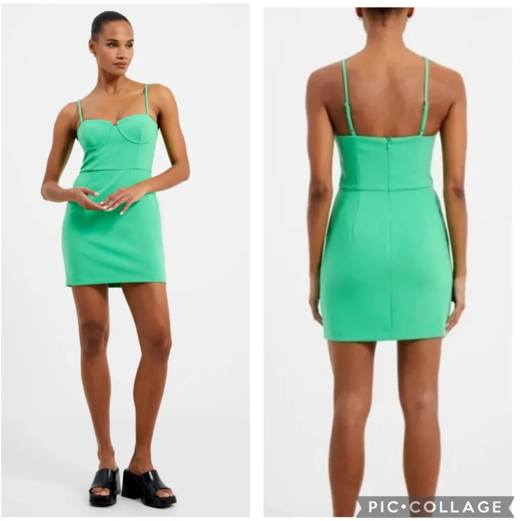 French Connection Whisper Corset Mini‎ Dress Jelly Bean Green 10 - Image 2