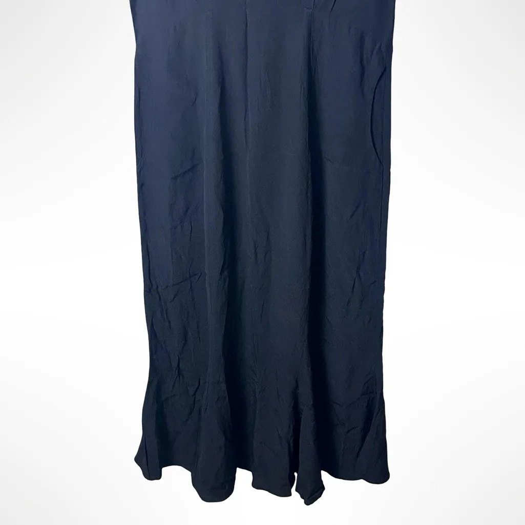 FLAX Minimalist V-Neck Short Sleeve Midi Dress Black Size S Lagenlook Artsy - Image 5