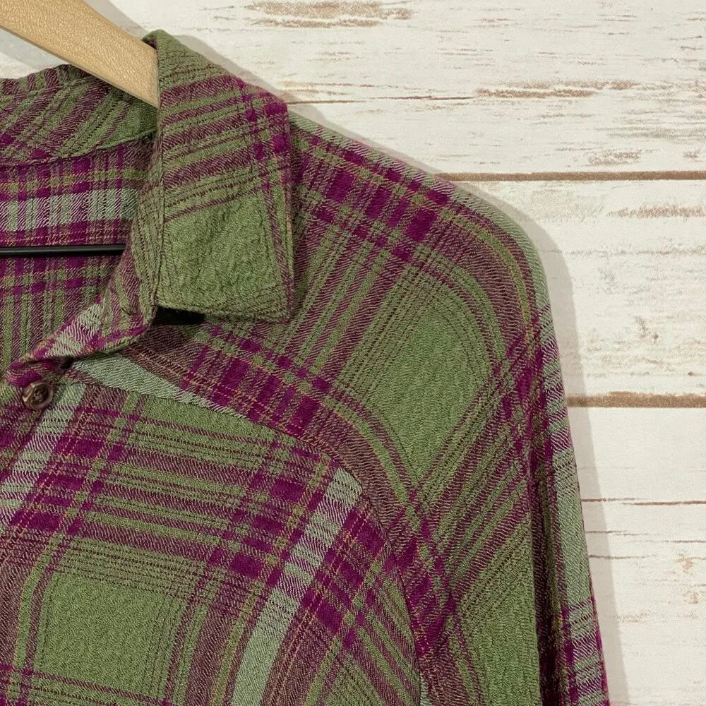 Urban Outfitters BDG Lachlan Flannel Button-Down Shirt - Green Multi - Small - Image 14