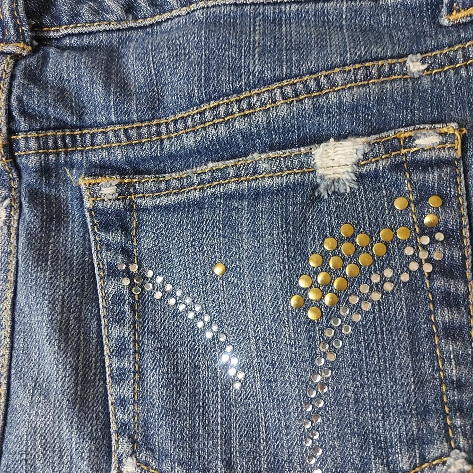 Celebrity Pink Distressed Denim Mini Skirt 3 Flaws Crafting/Upcycling Distressed - Image 3