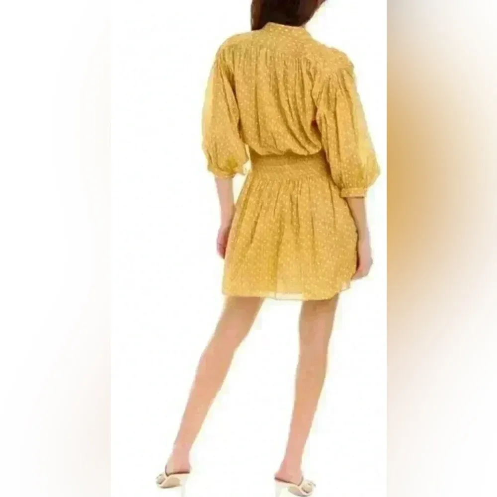 NWT Rebecca Taylor Ikat Shirt Dress Marigold Yellow Printed ShirtDress Size XS - Image 2