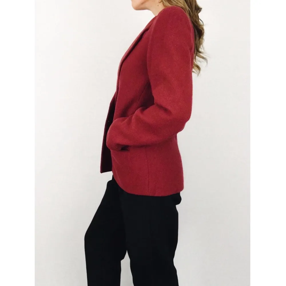 Vintage Single Breasted Pure Wool Blazer | Size M Red Size M - Image 9