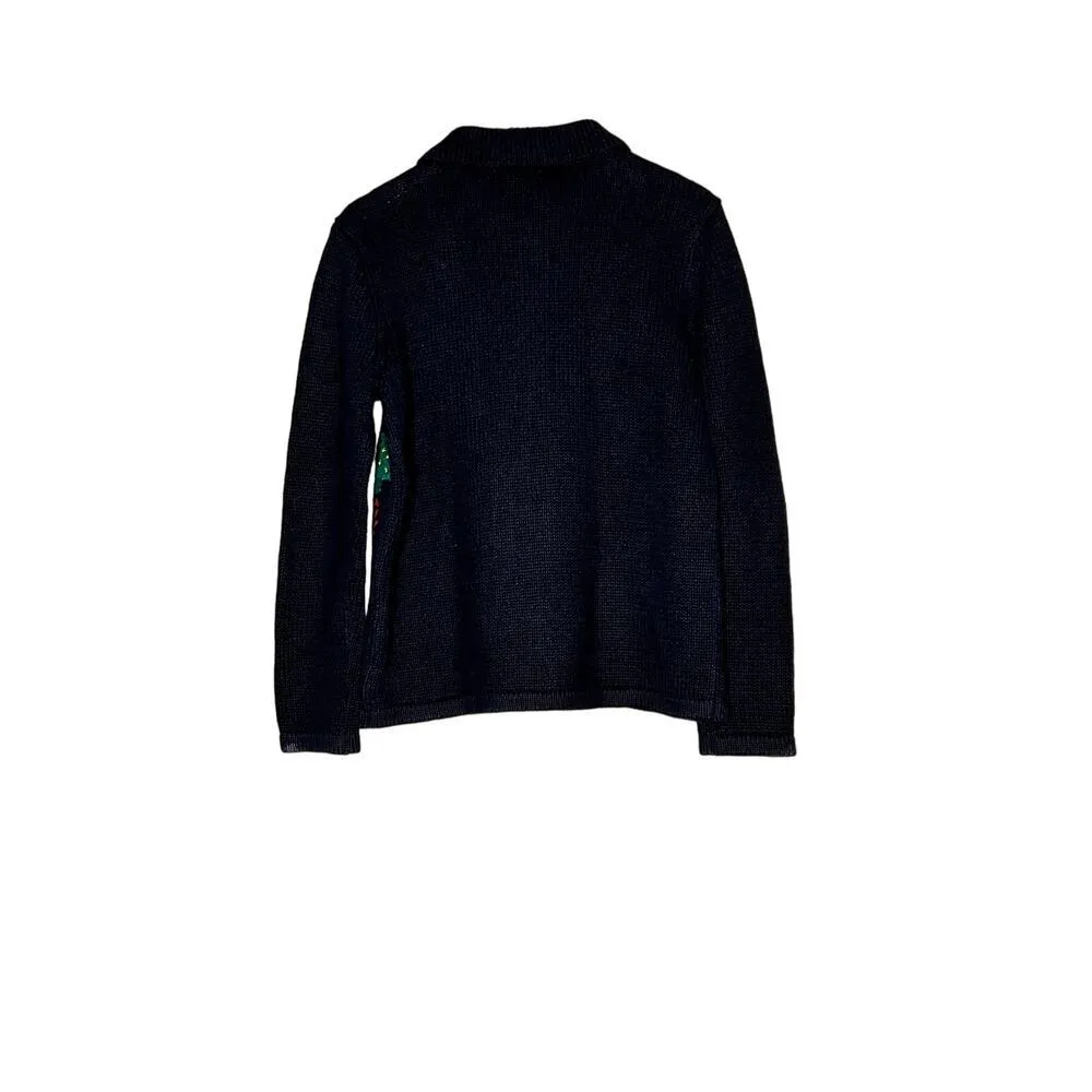 Cray Horse women's size medium black Xmas cardigan zip-up cabincore, cozy - Image 2