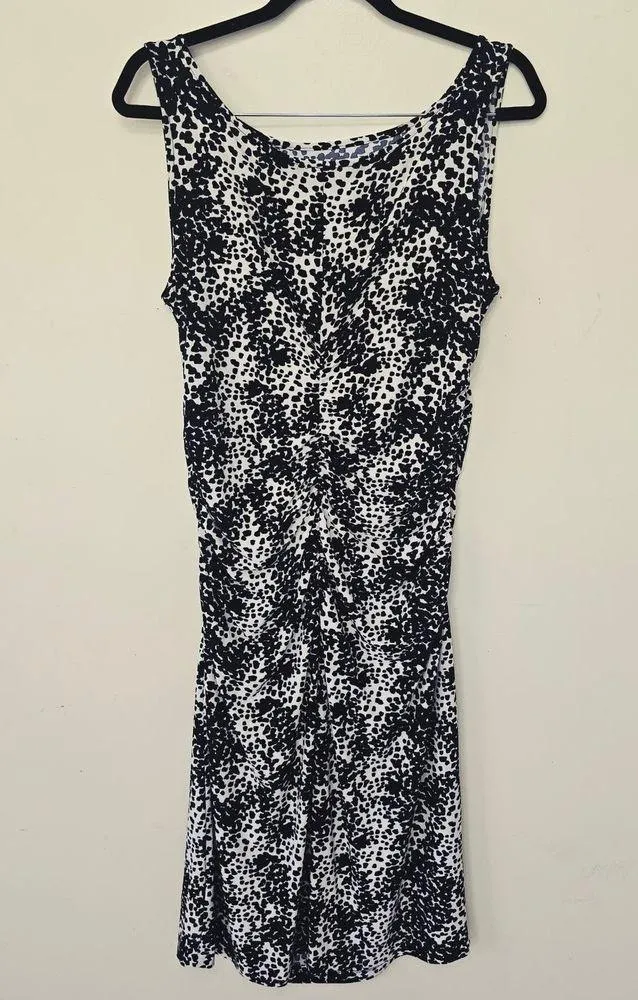 Norma Kamali Animal Print Knee-Length Ruched Black and White Dress Women Size XL - Image 5