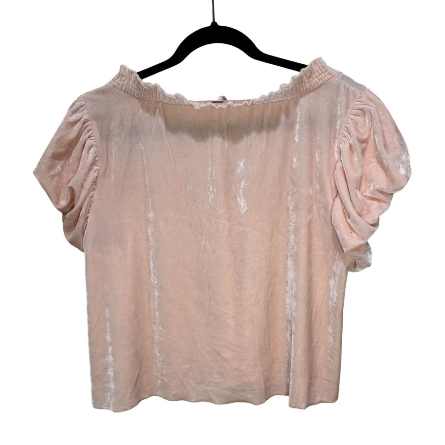 Free People Terese Puff Sleeve Velvet Top Blush Pink/Peach Size M NWOT - Image 8