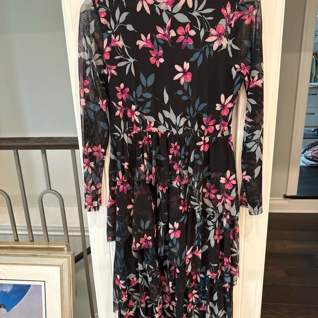 Kate & Lily Fall Floral Midi Dress Brown White Size 8 - Image 5