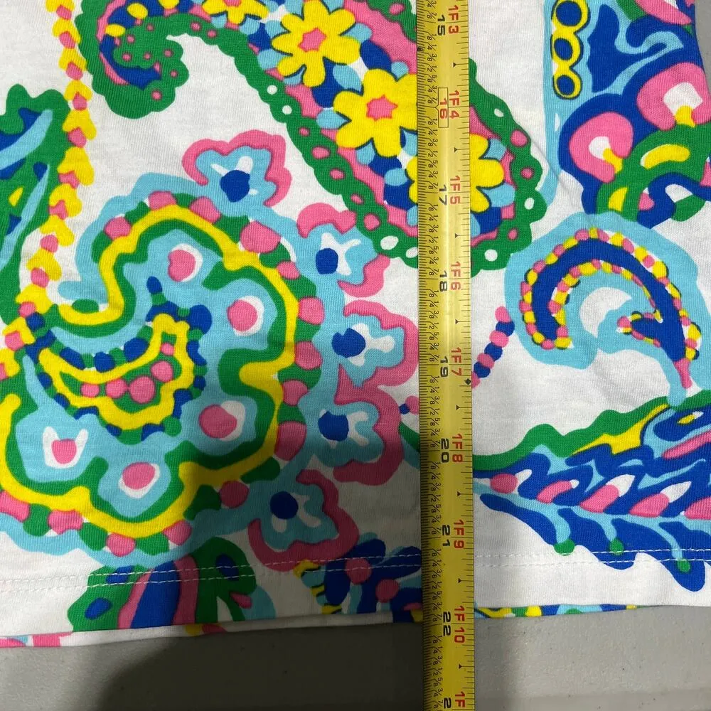 Talbots Women's Petite Small T-Shirt Pima Cotton Floral Paisley Ruffle Crewneck - Image 7