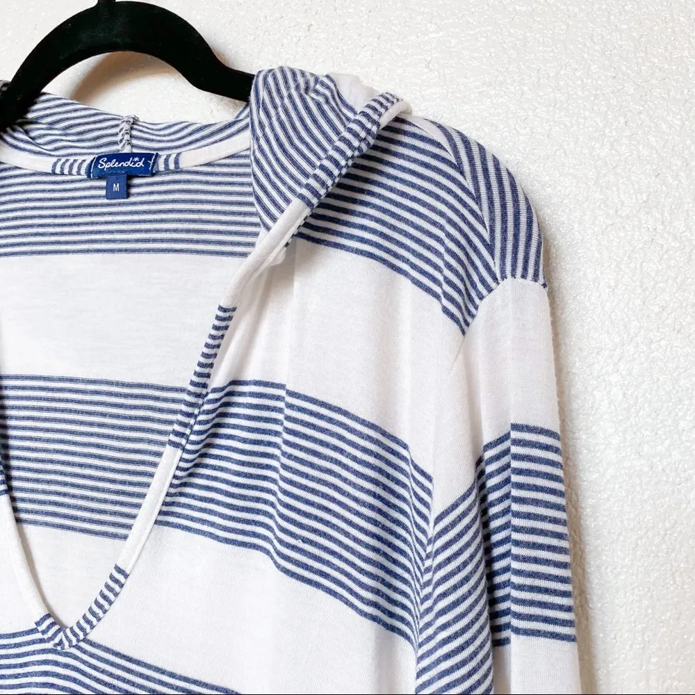 Splendid Pullover Stripe Hooded Tunic Cover Up Size Medium - Image 3