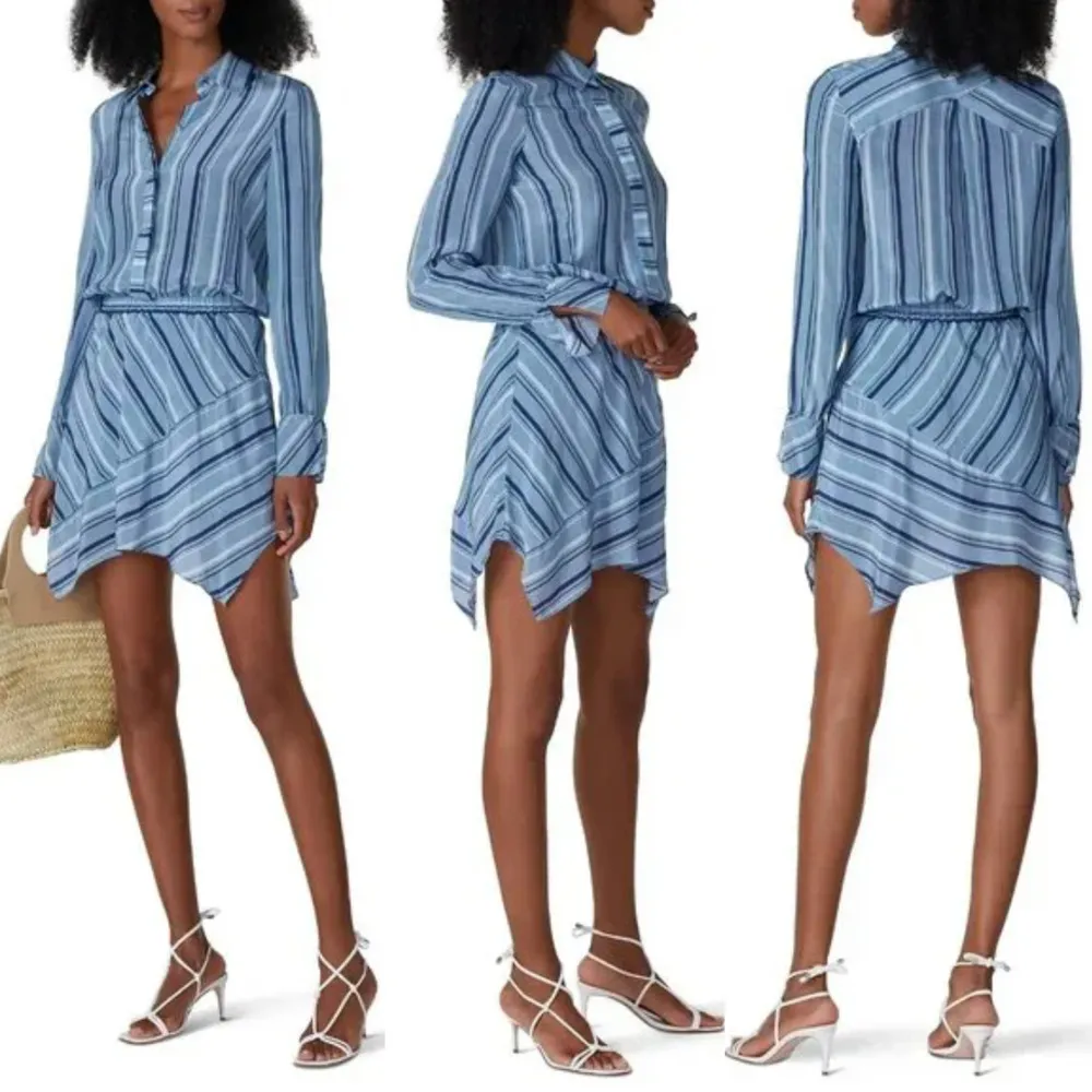 Ramy Brook Brandi Silk Dress in Blue Stripe - Image 9