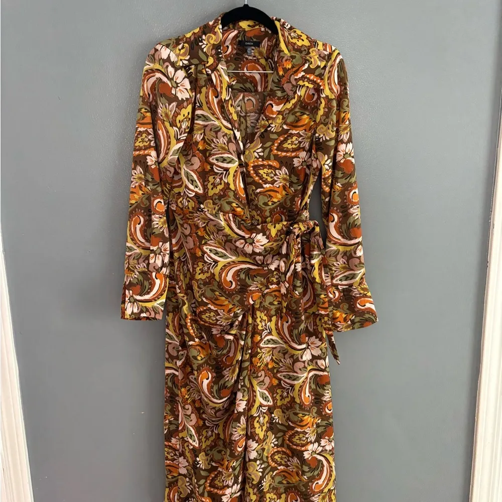 Drew Paisley Print Maxi Satin Wrap Dress - Image 2